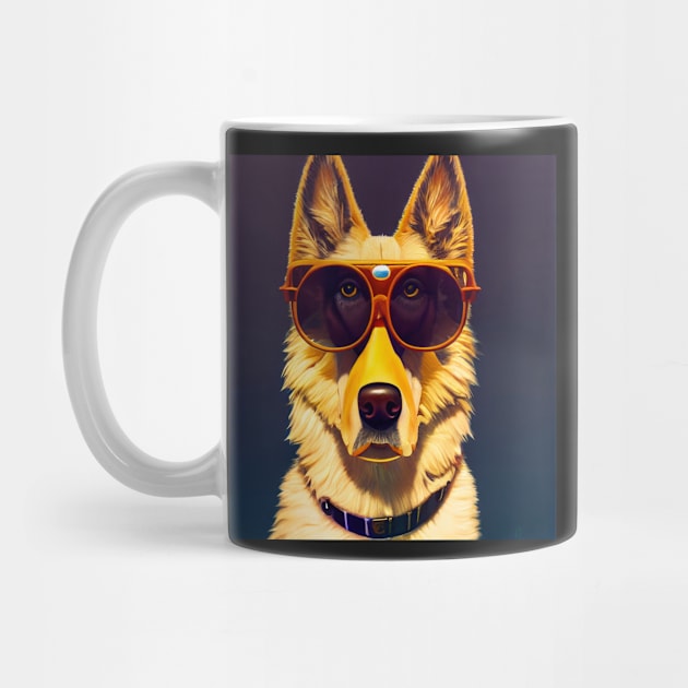 German Shepher wearing aviator glasses by Studiowatermars